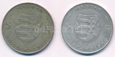 1947. 5Ft Ag "Kossuth" (2x) T:2-,3 patina
Adamo F8.1