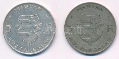 1947. 5Ft Ag "Kossuth" (2x) T:2-,3 patina
Adamo F8.1