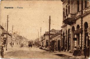 1918 Kaposvár, Fő utca, Révész József üzlete. Vasúti levelezőlapárusítás 9105. (EB)