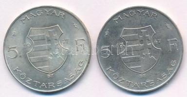 1947. 5Ft Ag "Kossuth" (2x) T:2 egyiken ph.
Adamo F8.1