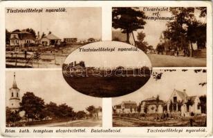 1939 Balatonőszöd, Tisztviselőtelepi nyaralók, utca, református és római katolikus templom (EK)