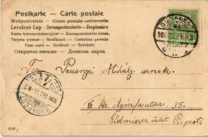 1906 Boldog karácsonyi ünnepeket! / Christmas greeting art postcard with angel. litho (EK)