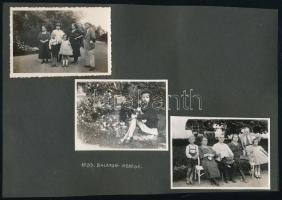 1933 Balatonkenesei fürdőzők, nyaralók, 6 db fotó, kartonra ragasztva, 6×9 cm
