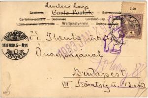 1900 Greeting art postcard with angels. litho (EB)