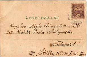 Boldog karácsonyi ünnepeket! / Christmas greeting art postcard with Christmas tree. Art Nouveau, lit...