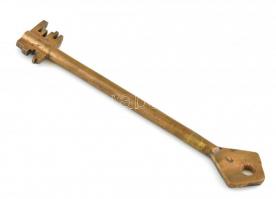 Réz páncél szekrény kulcs, Maróti jelzéssel, h: 13,5 cm