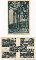 Piliscsaba - 4 db RÉGI város képeslap: tiszti étkezde, északi tábor / 4 pre-1945 town-view postcards