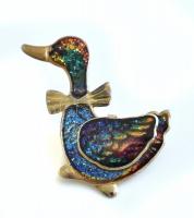 Kacsás kézzel szegett selyem kendő 50x50cm kacsás brossal