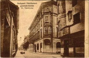 Budapest IX. Ferencváros, Fehérkereszt gyermek kórház a Tűzoltó utcában, Nagy Kornél üzlete (lyuk / hole)