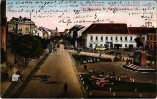 1935 Nagybecskerek, Zrenjanin, Veliki Beckerek; Kralja Aleksandra ulica / utca, autóbusz, gyógyszertár / street view, autobus, pharmacy (EK)