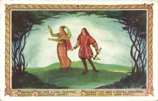 Vörösmarty: Szép Ilonka 10 darabos képeslap sorozat (hátán ragasztónyom)