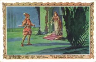 Vörösmarty: Szép Ilonka 10 darabos képeslap sorozat (hátán ragasztónyom)