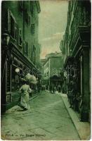 1916 Pola, Pula; Via Sergia (Corso) / utca, üzlet / street view, shop + "K.U.K. MARINEFELDPOST&...