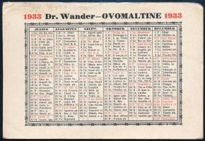1933 Dr. Wander - Ovomaltine kártyanaptár