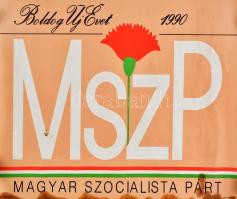 1990 Boldog új évet MSZP plakát. Széle foltos 40x60 cm