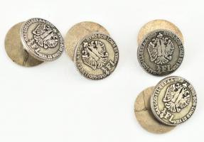 2 pár érmét utánzó osztrák mandzsettagomb, fém.