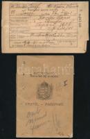1926 Magyar Királyság által kiállított útlevél + bejelentő lap, fénykép hiányzik / Hungarian passport without photo