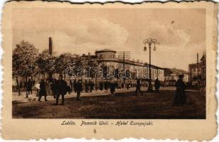 Lublin, Pomnik Unii, Hotel Europejski / monument, hotel (glue marks)