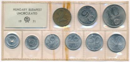 1971. 2f-10Ft (9xklf) érmés forgalmi sor fóliatokban T:1 patina Adamo FO4