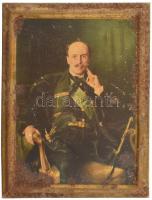 cca 1930-1940 Bethlen István (1874-1946) gróf, politikus, miniszterelnök portréja, nyomat fém lemezen, kopott, rozsdás, Bruchsteiner és Fia, 20x15 cm