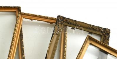 6 db régi képkeret, üvegezett, kopott, cca. 18,5x13,5cm, 24x18cm, 36x28cm