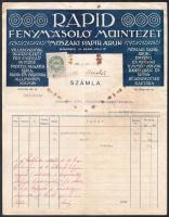 1916 Rapid Fénymásoló Műintézet fejléces számla