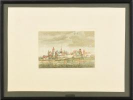 cca 2000 Dürer után: Innsbruck, 1495. Modern nyomat, papír. Üvegezett műanyag keretben. 10,5x15,5 cm