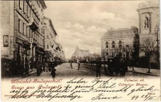 1899 (Vorläufer) Budapest VII. Csömöri út (mai Thököly út), Keleti pályaudvar oldala, Grünhut Mór üzlete (EK)