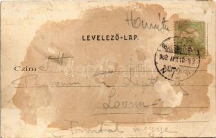 1902 Budapest XIII. Margitszigeti kikötő, gőzhajó, Rózsadomb, Lukács gyógyfürdő. Divald Károly 2. (R...