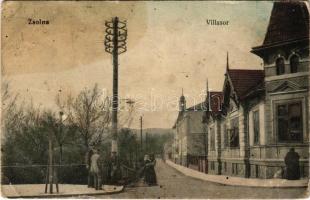 1912 Zsolna, Sillein, Zilina; Villasor. Glasel S. kiadása / villas (ázott / wet damage)