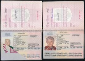 1989-1999 4 db román fényképes útlevél, közte 2 hiánnyal / Romanian passports, 2 pages damaged/partly missing