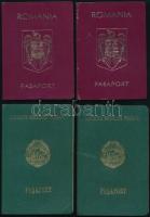 1989-1999 4 db román fényképes útlevél, közte 2 hiánnyal / Romanian passports, 2 pages damaged/partl...