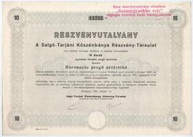 Budapest 1944. "A Salgó-Tarjáni Kőszénbánya Részvény-Társulat" 10db részvénye egyben,össze...