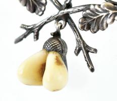 Ezüst (Ag) vadász nyaklánc, gyöngyfogas / grandlis, jelzett, bruttó:13,5g, h:45cm