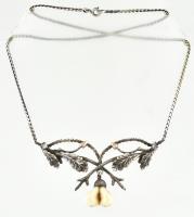 Ezüst (Ag) vadász nyaklánc, gyöngyfogas / grandlis, jelzett, bruttó:13,5g, h:45cm