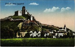 Trencsén, Trencín; város nyugatról, vár / castle from West