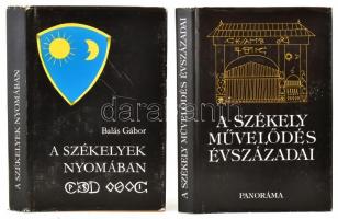 Balás Gábor: A székelyek nyomában. Bp., 1984, Panoráma. Kiadói egészvászon-kötés, kissé kopott kiadói papír védőborítóban. + A székely művelődés évszázadai. Bp., 1988, Panoráma. Kiadói egészvászon-kötés, kissé kopott kiadói papír védőborítóban.