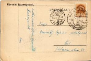 1940 Szászrégen, Rehin; Fő tér, piac / main square, market + "1940 Szászrégen visszatért" ...