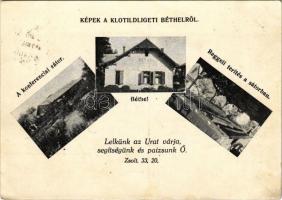 1941 Piliscsaba, képek a klotildligeti Béthelről. Konferencia sátor, reggeli terítés a sátorban (EK)