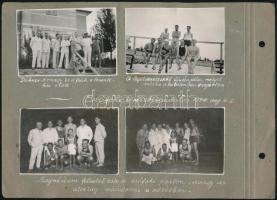 1934 Bugaci felvételek, siófoki lövészkirándulás, 9 db albumlapra ragasztott fotó, 6×8 cm