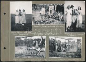1934 Bugaci felvételek, siófoki lövészkirándulás, 9 db albumlapra ragasztott fotó, 6×8 cm