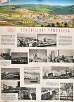cca 1950 Szocialista városaink Sztálinváros, Dunapentele, Komló, stb. Kis beszakadással 68x82 cm