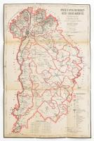 1876 Pest-Pilis-Solt-Kiskun megye közigazgatási térképe, rajzolta: Hátsek Ignác, 1:500 000, vászontérkép, 47×31 cm