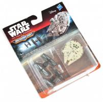 Hasbro Disney Star Wars Micromachines, Millennium Falcon és TIE Fighter, 3 db mini űrhajó, eredeti csomagolásban, bontott állapot