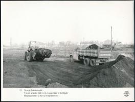 cca 1984 Tokodaltáró, Dorogi Szénbányák brikettgyárának építése, tereprendezés (ZIL teherautók, betonmixer, markoló), 2 db fotó, 23x14 cm és 24x18 cm