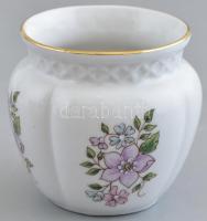 Zsolnay virágmintás, matricás porcelán kaspó, m:5,5cm