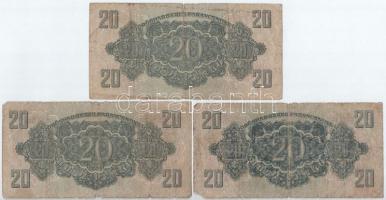 1944. 20P (3x) + 100P (3x) "A Vöröshadsereg Parancsnoksága" T:III-,IV
