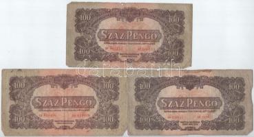 1944. 20P (3x) + 100P (3x) "A Vöröshadsereg Parancsnoksága" T:III-,IV