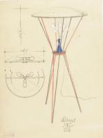 Tálos Gyula (1887-1975): Virágtartó bűtor terv. 1957. Ceruza, pausz. Pecséttel jelzett 39x29 cm