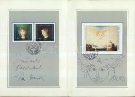 Szász Endre (1926-2003): Emléklap saját kézzel rajzolt, dedikált grafikával